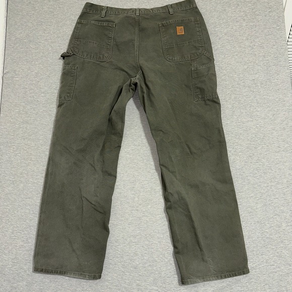 Carhartt Mens Moss Green Cotton Duck Carpenter Work Pants 39x32 Relaxed Fit - Picture 13 of 16